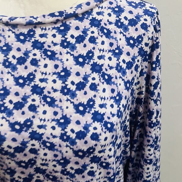 Michael Kors Women’s Purple & White Floral Ballon Sleeve Ruffle Cuff L (A0132) - Picture 2 of 6